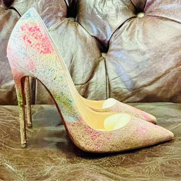 Christian Louboutin So Kate, Multicolor paint splash cork Glitter Pumps, EU 39 - Picture 6 of 10